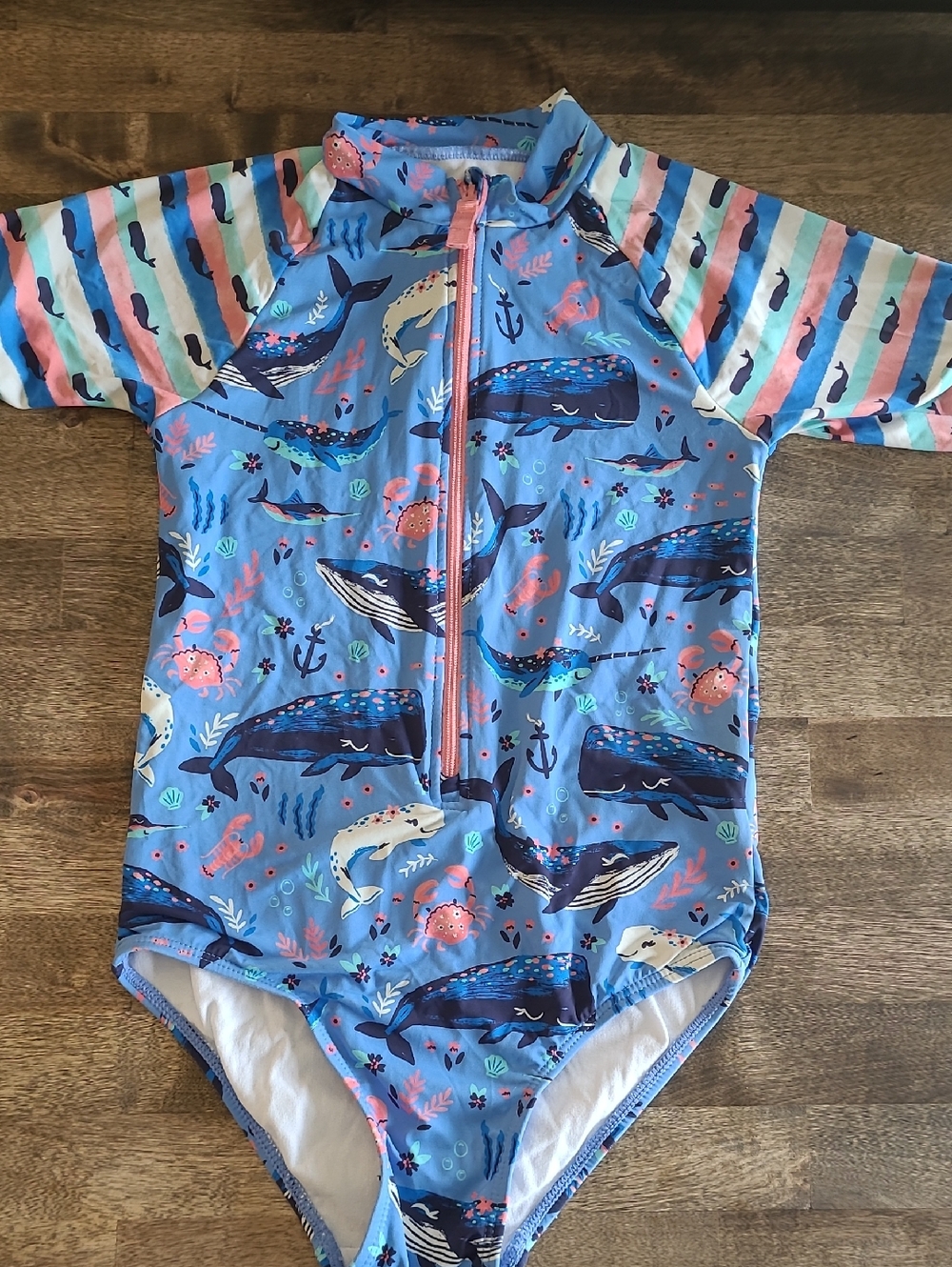 Hatley Light Blue Whale Print One-Piece Rash Guard